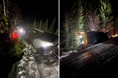 Bil­berging endte med grøfte­drama på hålke­føre