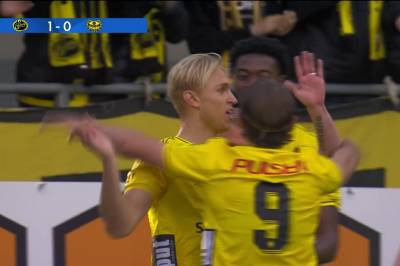 Leo Hakan Ostman med mål mot Mjällby