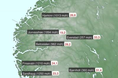 Varmerekord på flere målestasjoner i Sør-Norge onsdag