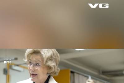 Dronning Sonja ser hva som ble lagt igjen på Slottsplassen