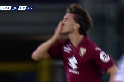 Cesare Casadei med mål mot Juventus
